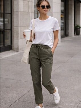 GAP Easy Essential Pants Olive Green Drawstring XS Casual Chino